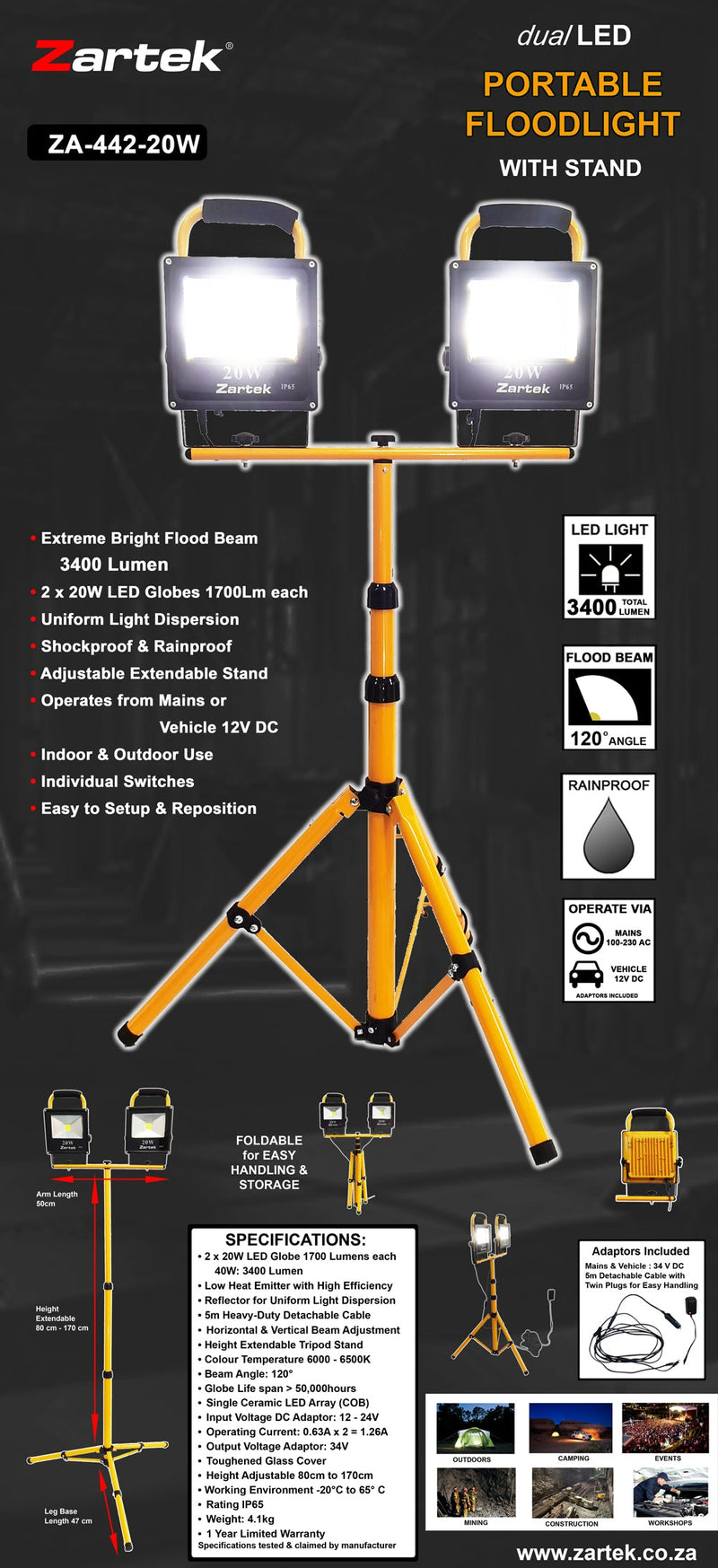 Load image into Gallery viewer, Zartek ZA-442-20W LED Worklight
