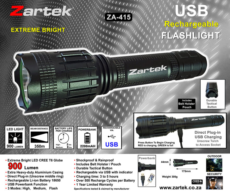 Load image into Gallery viewer, Zartek ZA-415 LED Rechargeable Torch
