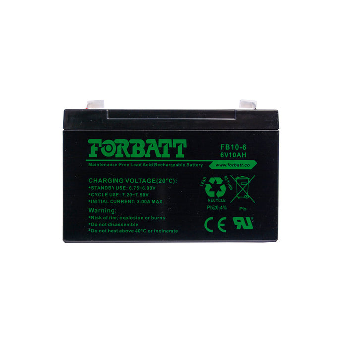 Forbatt 6V 10Ah Lead Acid Battery (L151 X W50 X H94)